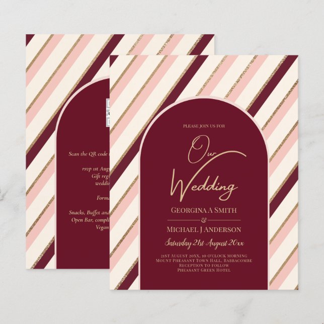Papier Palette de couleurs Mariage or rose Bourgogne (Devant / Derrière)
