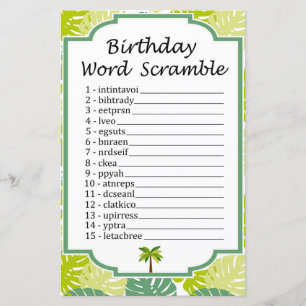 Papier Palm Anniversaire Mot Début Jeu