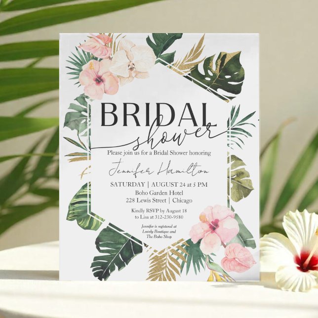 Papier Palm Tropical Floral Bridal Showboat Invitation (Créateur téléchargé)