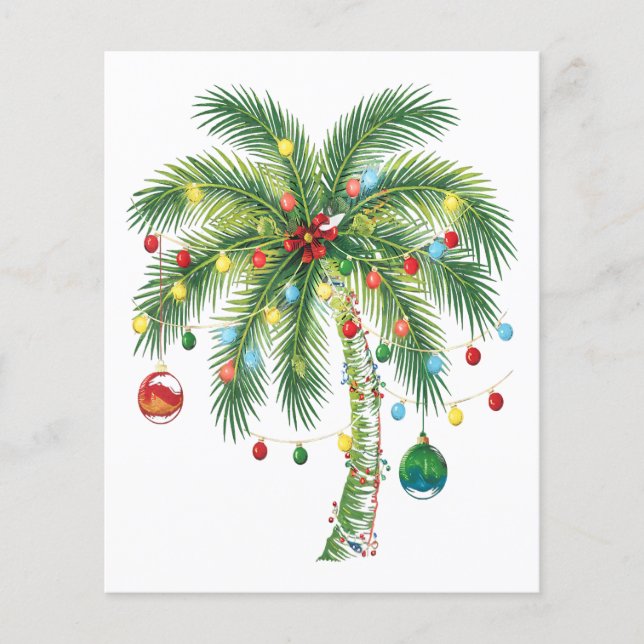 Papier Palmier de Noël tropical avec lumières et ornam (Devant)