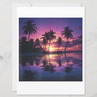 Papier Palmiers de plage au coucher de soleil violet 