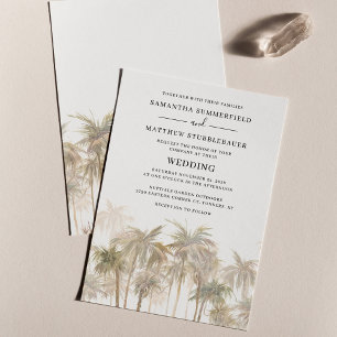 Papier Palmiers modernes Faire-part de mariage côtière