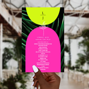 Papier Palmiers tropicaux Neon Arches Monogramme Mariage