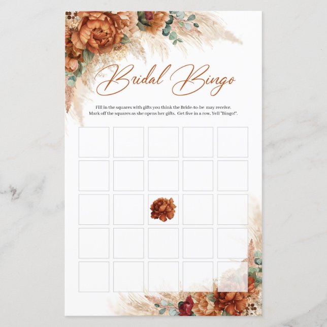 Papier Pampas à fleurs de cuivre en terre cuite bingo (Devant)