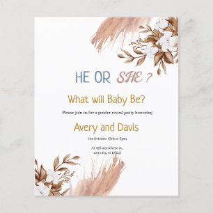 Papier Pampas Boho Grass Genre Reveal Party Invitation