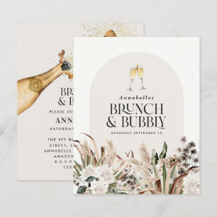Papier Pampas de douche nuptiale champagne brunch bubbly