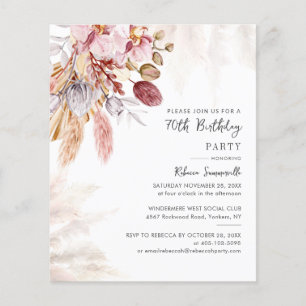 Papier Pampas Grass 70e anniversaire fête Chic Invitation