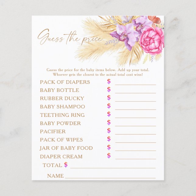 Papier Pampas grass - Devinez le prix Jeu (Devant)