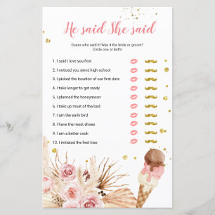 Papier Pampas Grass glace crème Il a dit Elle a dit Game 