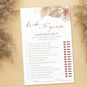 Papier Pampas Grass qui a dit qu'il Fête des mariées Jeux
