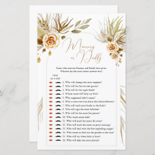 Papier Pampas herbe Baby shower Devinez Qui maman ou papa