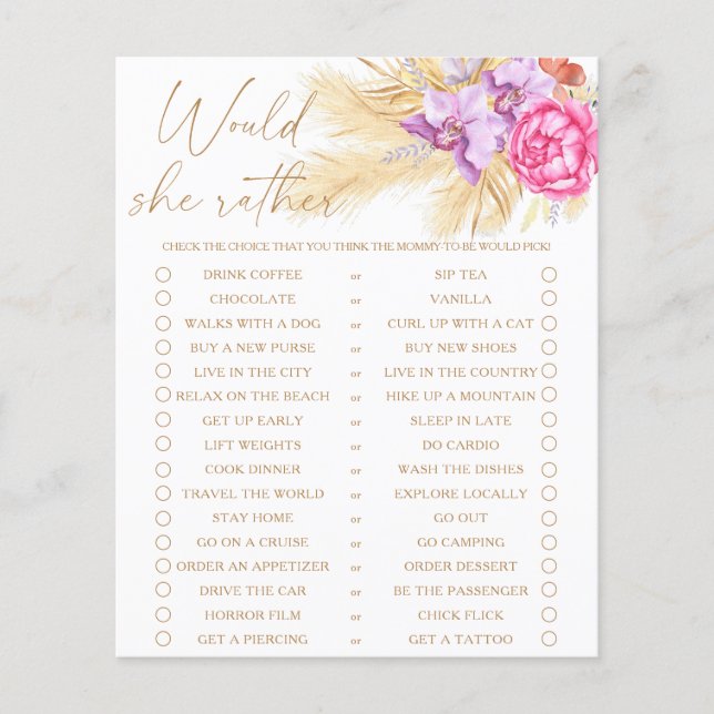 Papier Pampas herbe - Elle préfère le jeu (Devant)