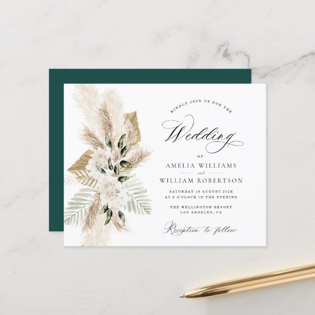 Papier pampas herbe fleur sauvage verdure mariage (Devant/Arrière en situation)