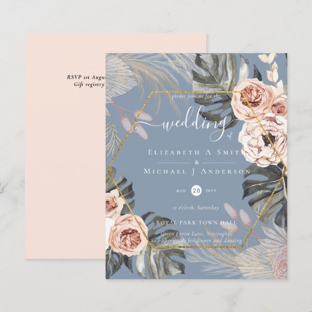 Papier PAMPAS HERBE TROPICALE Mariage Budget À Petit Prix (Devant / Derrière)