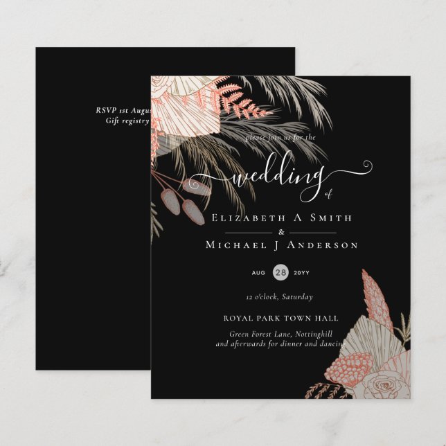 Papier Pampas Tropical Grass Terracotta Mariage (Devant / Derrière)