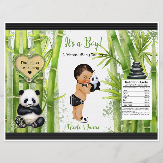 Papier Panda Bamboo Thème Baby Boy Chip Sac (Devant)