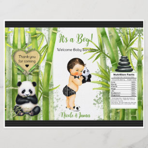 Papier Panda Bamboo Thème Baby Boy Chip Sac