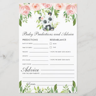 Papier Panda Bear Pink Floral Baby Prédictions et conseil