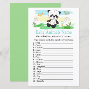 Papier Panda bébé Bébé Animaux Nom Jeu
