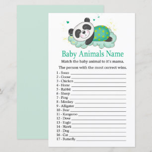 Papier Panda dormant Bébé Animaux Nom Jeu