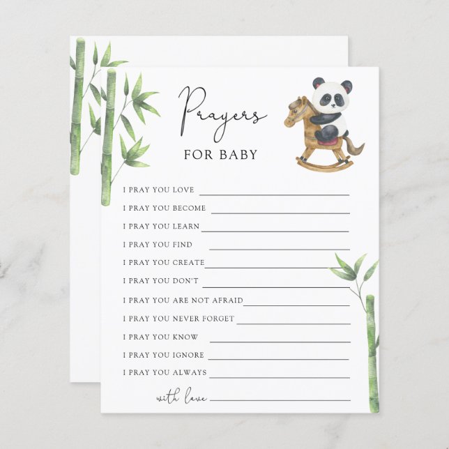 Papier Panda ours Prières de baby shower pour bébé (Devant / Derrière)