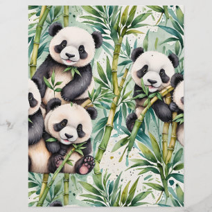 Papier Pandas mignons et bambou