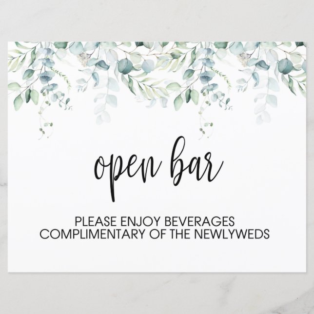 Papier Panneau à barre ouverte - Mariage Eucalyptus (Devant)