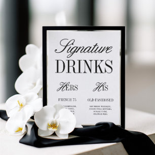 Papier Panneau de bar de mariage pour boissons signatures