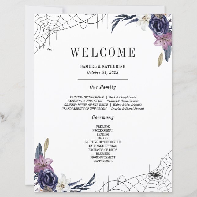 Papier Panneau de bienvenue de mariage à thème Halloween  (Devant)