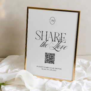 Papier Panneau de code QR 'Partagez l'amour' élégant noir