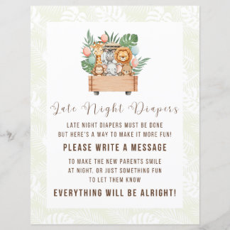 Papier Panneau de Couches de Nuit pour Baby Shower Safari