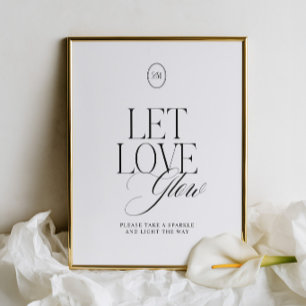 Papier Panneau de départ de mariage Let Love Glow Sparkle