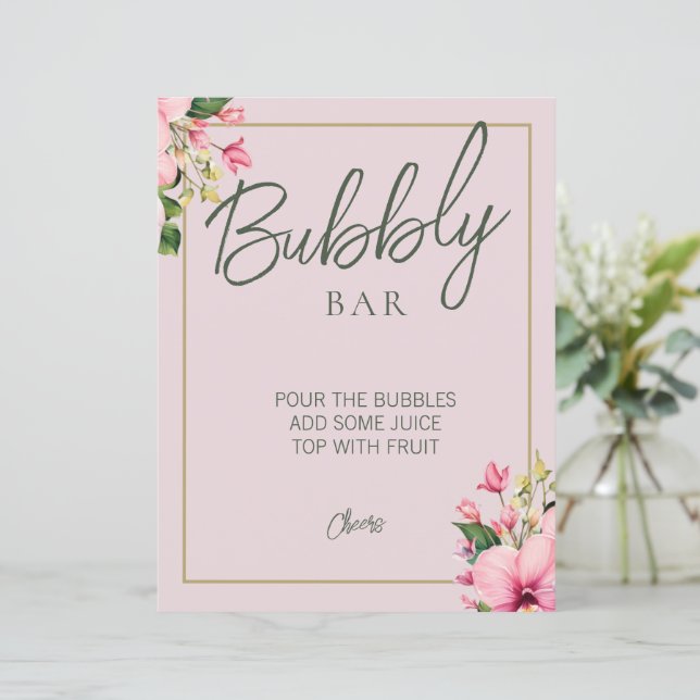 Papier Panneau de la barre de bulles rose et vert floral (Debout devant)