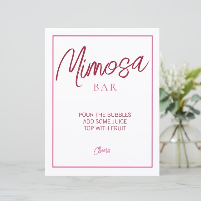 Papier Panneau de la barre Mimosa rose et rouge (Debout devant)