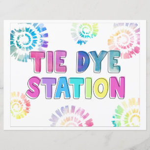 Papier Panneau de la gare de Tie Dye   Signes de fête art