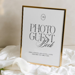 Papier Panneau de livre d'or de photo élégant en noir et