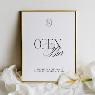 Papier Panneau de mariage à bar ouvert Noir Classique & B