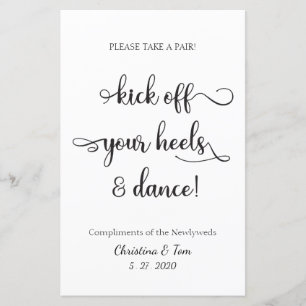 Papier Panneau de mariage noir "Enlevez vos talons et dan