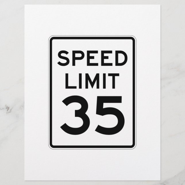 Papier Panneau Limite de vitesse 35 MPH (Devant)