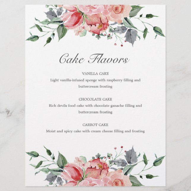 Papier Panneau Mariage Elizabeth Pink Floral Cake Flavant (Devant)