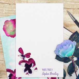 Papier Pansies d'automne, Aqua, Rose, Purple Stationnaire