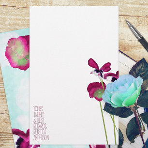 Papier Pansies d'automne, Aqua, Rose, Violet Stationnaire