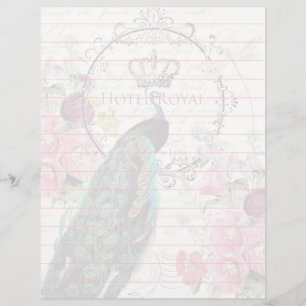 Papier Paon et fleurs printanières