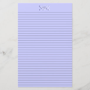 Papier papeterie bleu Monogramme lignes optionnell