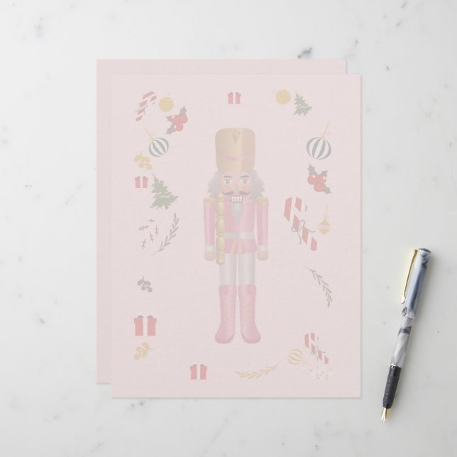 Papier papeterie Casse-Noisettes Rose. (Devant/Arrière en situation)