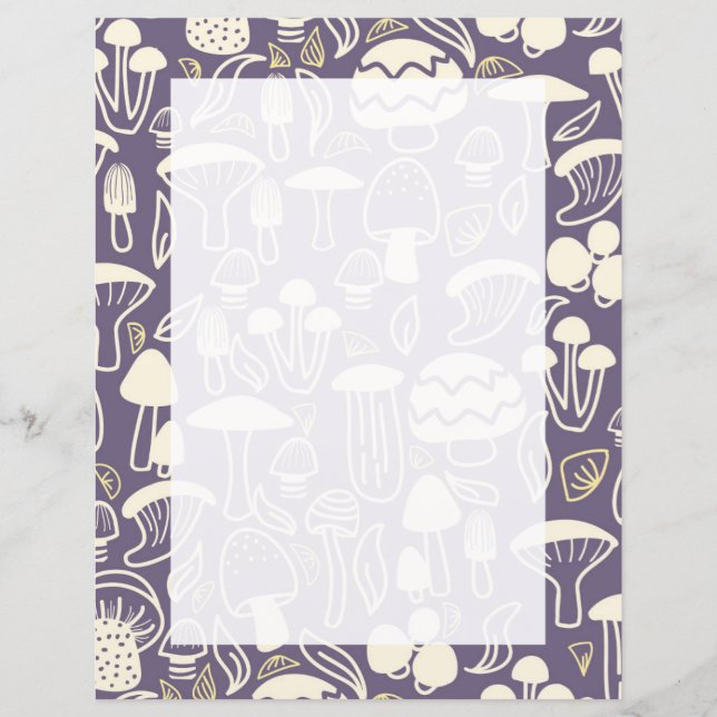 Papier papeterie gris pourpre de champignons (Devant)