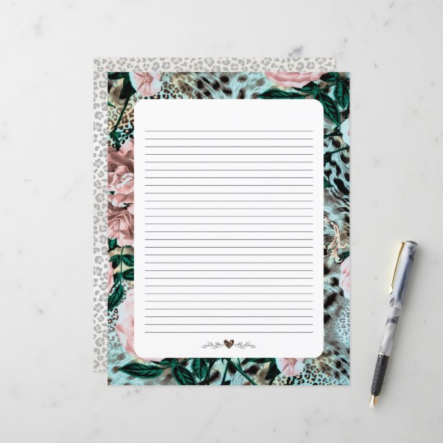 Papier, Papier à écriture linéaire, Empreinte de l (Devant/Arrière en situation)