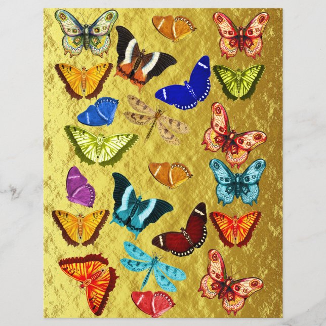 Papier Papier À Effet Papillon Et Or (Devant)