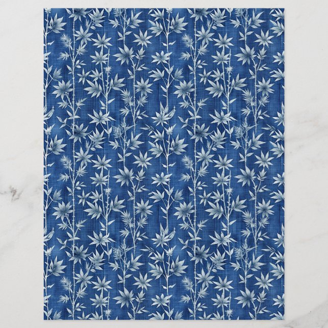 Papier papier à motif floral shibori bleu Indigo (Devant)