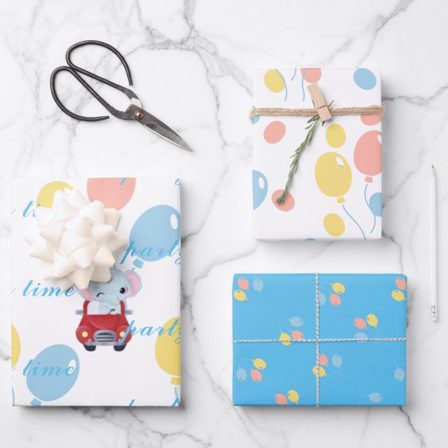 Papier papier d'emballage motif à plat série de 3 (Recto)